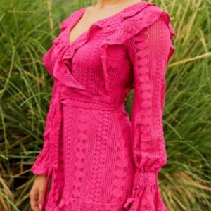Magenta Eyelet Style Dress Medium